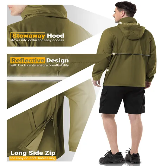 Waterproof Lightweight Raincoat Breathable Rain Gear Coats Jacket