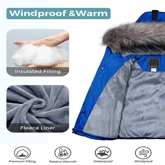 Custom Boy's Winter Casual Padded Coats Warm Insulated Quilted Jacket