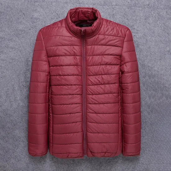 Autumn Winter Men Clothing Solid Color Outerwear Stand Collar Coat Warm Quilted Jacket