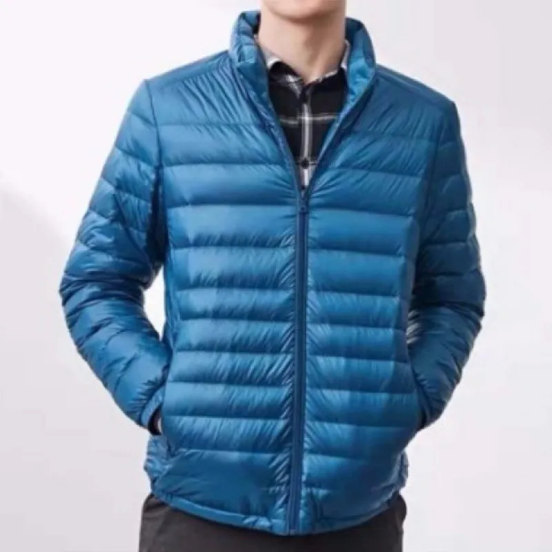 Custom Logo Men's Winter Windproof Stand Collar Woven Quilted Puffer Jacket