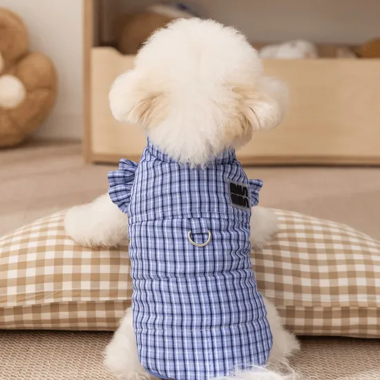 Autumn and Winter Plaid Warm Cotton Jacket for Pet Dogs