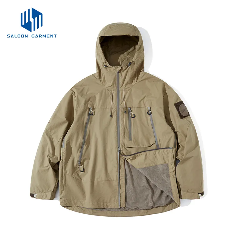 Custom Logo Outdoor Men Hiking Windbreaker Waterproof Work Jacket Casual Sports Hooded Coat Softshell Jacket