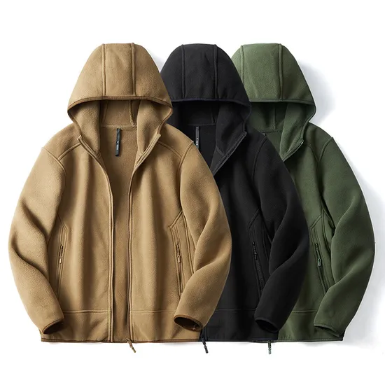 Wholesale Sports Winter Fleece Jacket for Men Outdoor Varsity Polar Fleece Jacket Warm Hiking Jacket