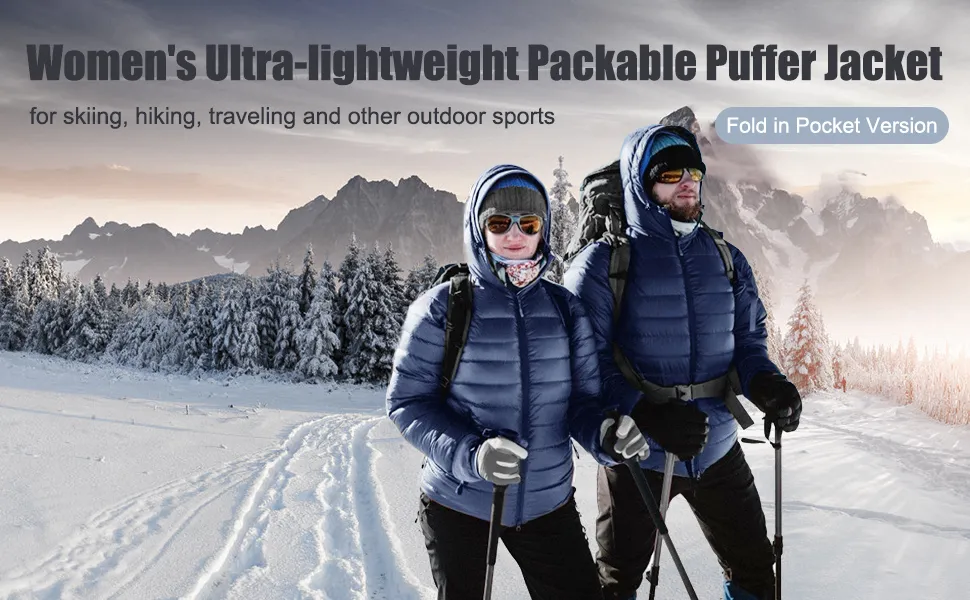 Women Winter Outer Wear Fleece Padded Coat Packable Ski Puffer Down Jacket