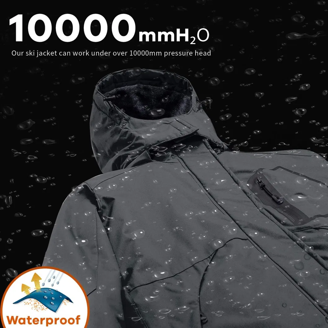 Women's Waterproof Mountain Windproof Winter Coat Snow Ski Jacket with Detachable Hood