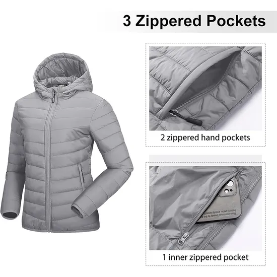 Custom Ladies Winter Lightweight Packable Padded Coat Puffer Down Jacket for Woman