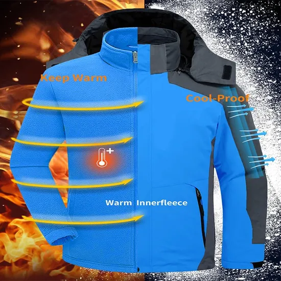 Men's Waterproof Warm Winter Windproof Snowboarding Puffer Coat 3-in-1 Ski Jacket