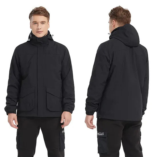Men's Waterproof Winter Snow Inner Warm Fleece Coat Hooded 3-in-1 Ski Jacket
