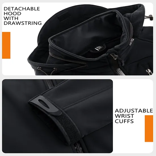 Men's Outdoor Hiking Water Resistant Fleece Hooded Coat Tactical Softshell Jackets