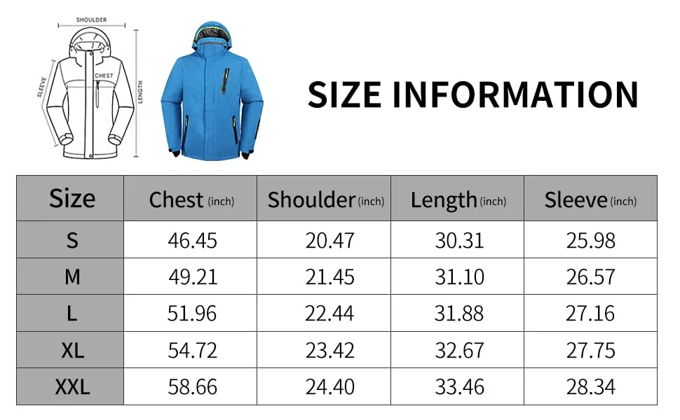 Men's Winter Waterproof Snow Coats Snowboard Fleece Lining Warm Parka Ski Jacket