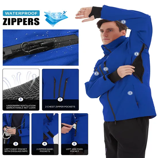 Waterproof Winter Warm Snow Coat Windproof Snowboarding Hooded Ski Jackets for Mens