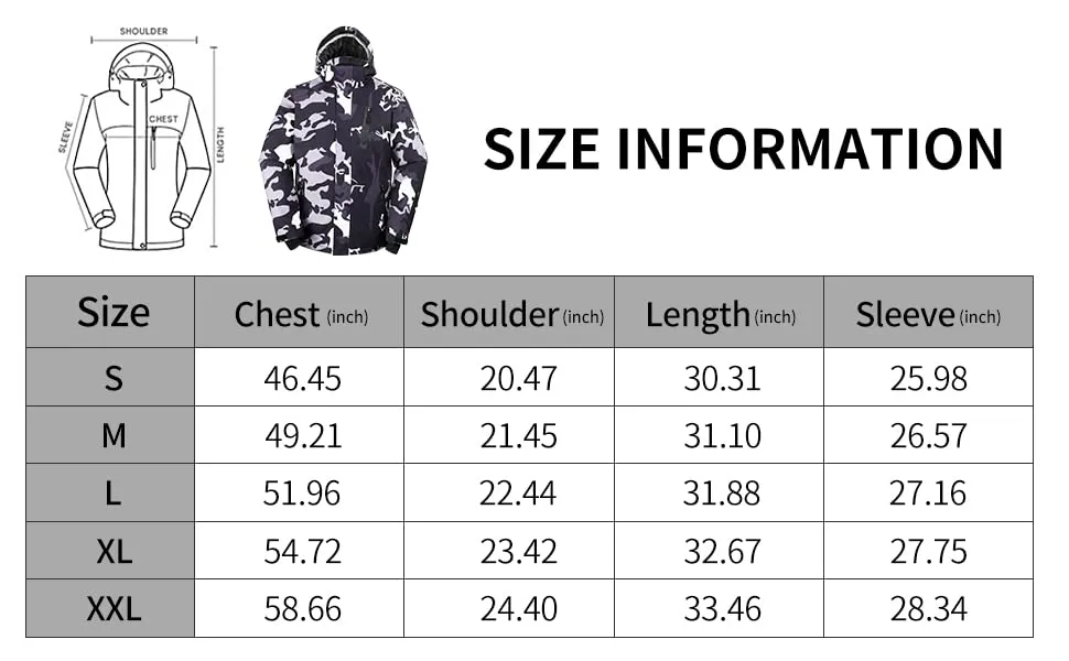 Men's Winter Coats Water Resistant Warm Fleece Parka Raincoats Ski Snow Jacket