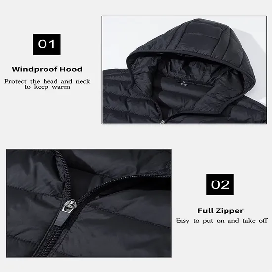 Men's Packable Winter Coat Outer Wear Puffer Down Jacket for Hiking Travel