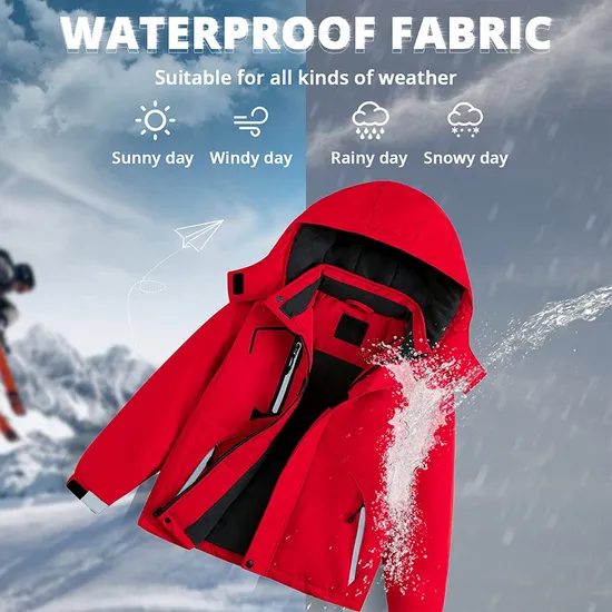Girl's Warm Winter Hooded Fleece Outer Wear Windproof Raincoat Snow Ski Jacket
