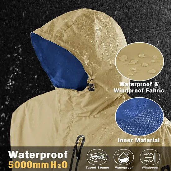 Men's Lightweight Windbreaker Waterproof Outdoor Raincoat Hiking Rain Jacket