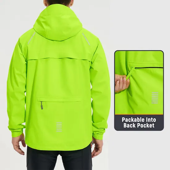 Mens Hooded Waterproof Raincoat Windproof Rain Jacket