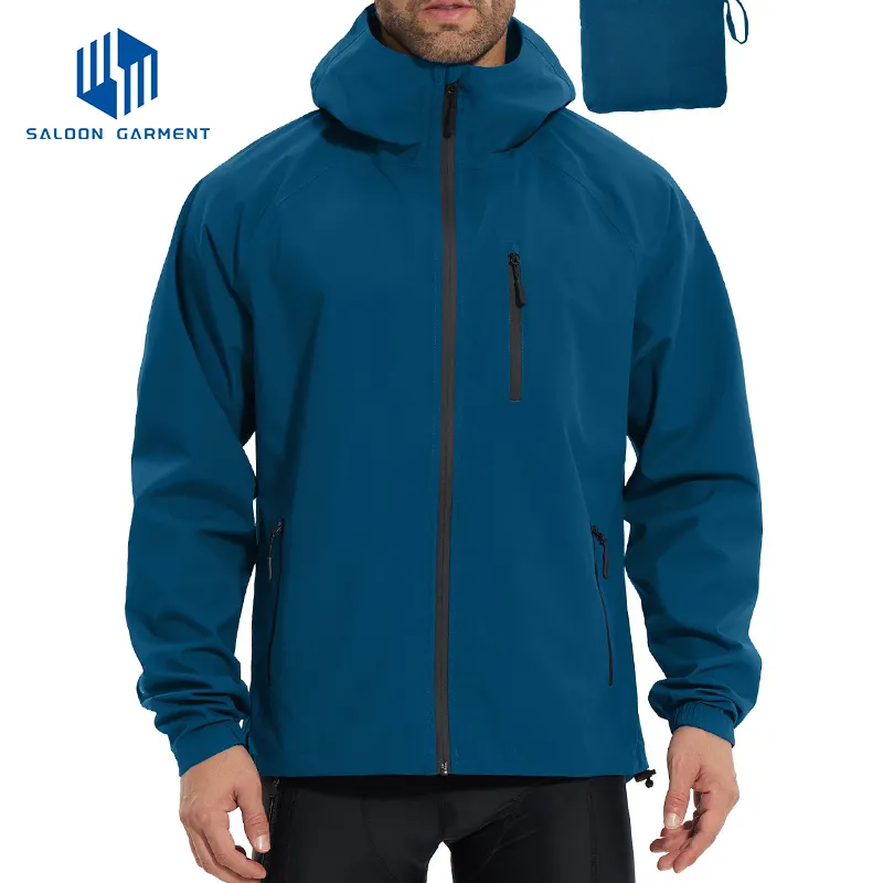Waterproof Lightweight Hooded Breathable Reflective Safety Raincoat Rain Jacket for Men