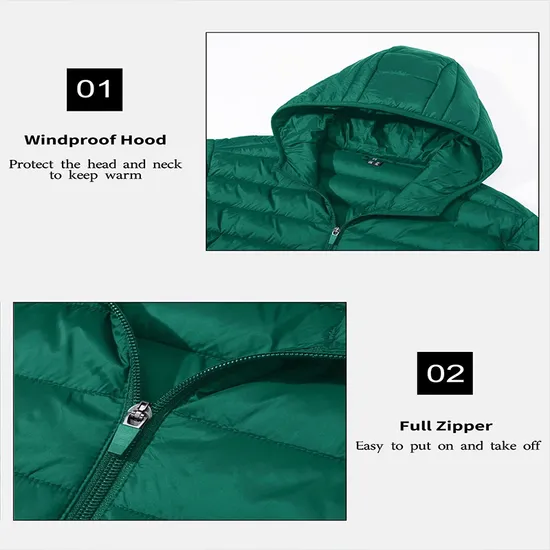Men Water Repellent Lightweight Packable Winter Ski Coat Padded Puffer Down Jacket