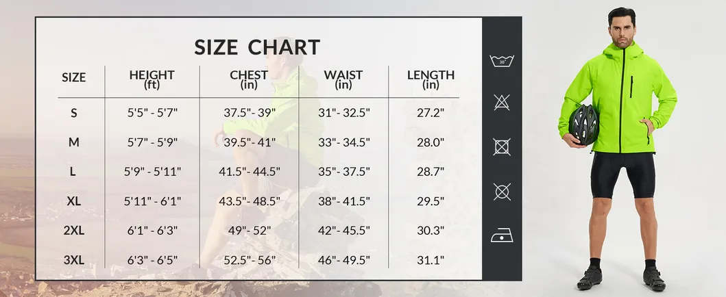 Men's Waterproof Lightweight Active Raincoat Rain Jacket with Hood