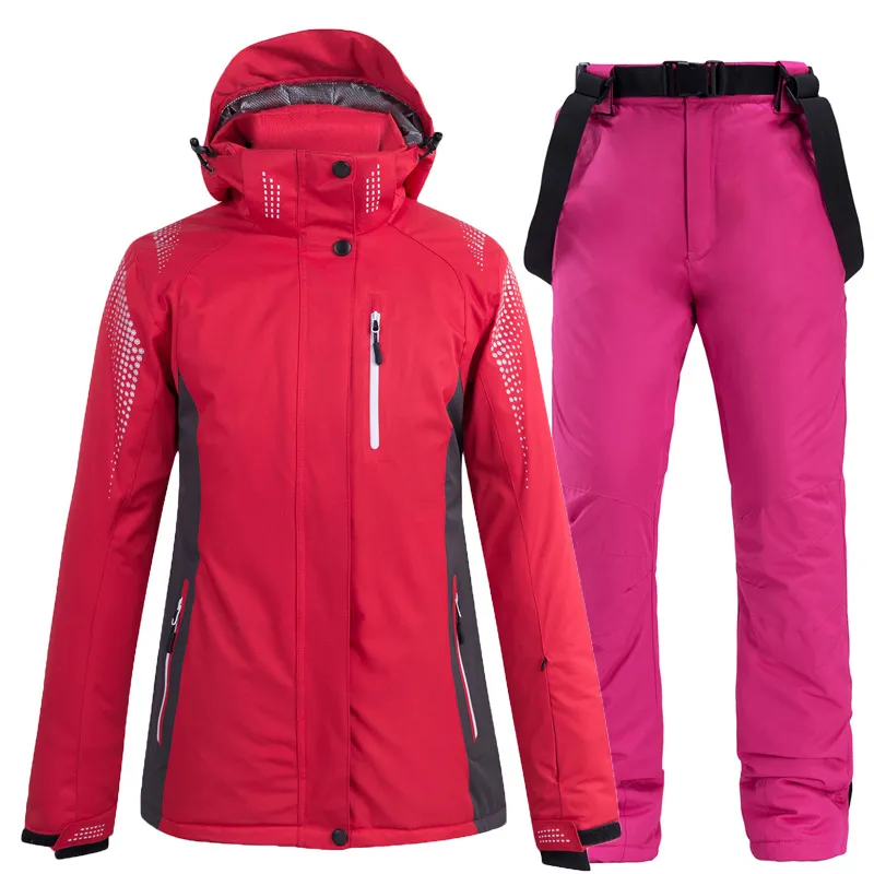 Women's Winter Outdoor Sportswear One-Piece Waterproof Ski Jackets Pants Snow Outfit Warm Clothes Snowboard Suit