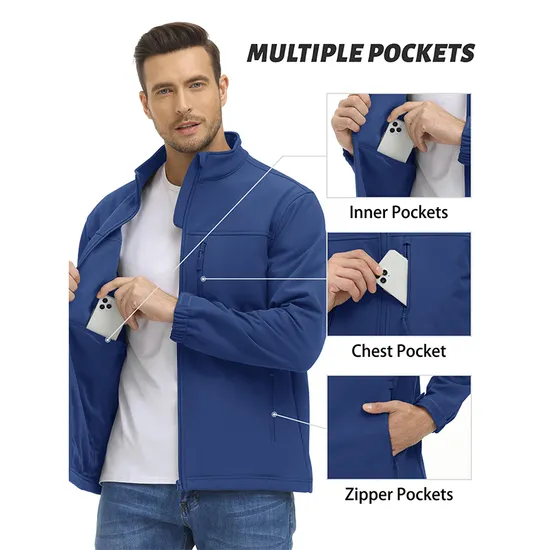 Men's Fleece Lined Lightweight Coats Water Resistant Outdoor Hiking Tactical Softshell Jackets