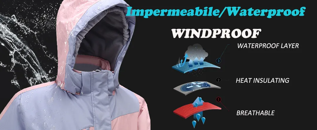 Girls' Waterproof Warm Winter Coat Fleece Hooded Raincoat Ski Jacket