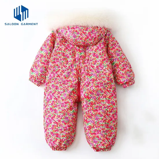 Wholesale Winter Baby Romper Thickened Cotton Padded Clothing Baby's Outdoor Hooded Ski Wear Suits