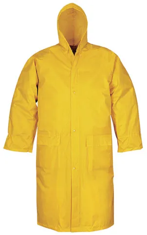Outdoor Wear Polyester/PVC Waterproof Coat with Hood for Workwear Coat
