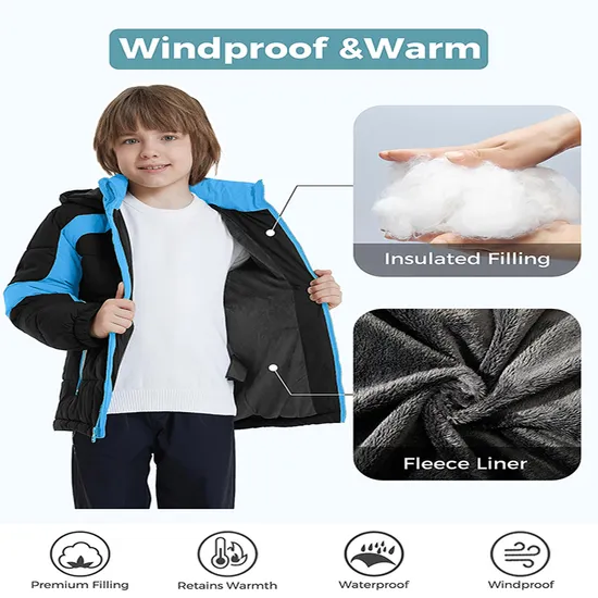 Custom New Fashion Children's Windproof Quilted Winter Outwear Coats Jackets