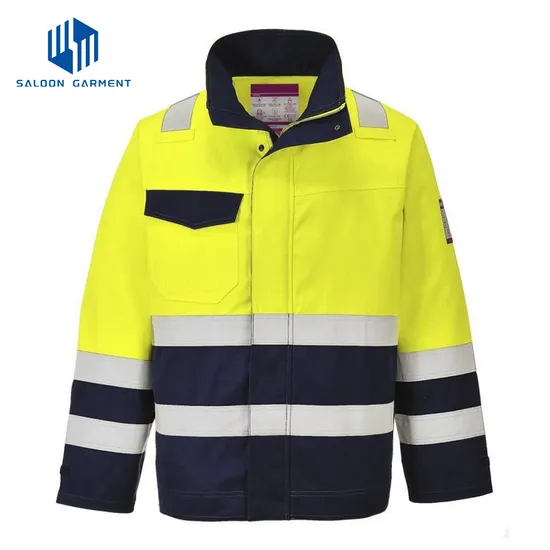 Fr Antistic Winter 3 Layer Fabric Water Repellent Reflective Safety Jacket Hi Vis Workwear jacket