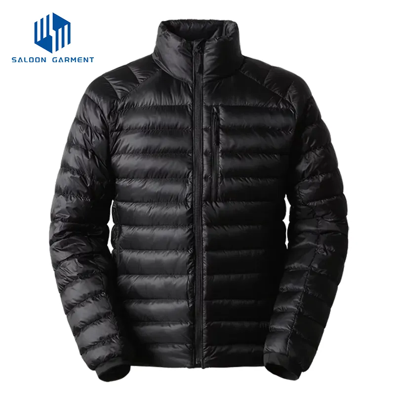 High Quality Waterproof 100% Polyester Full Zip up Men Winter Puffer Jackets