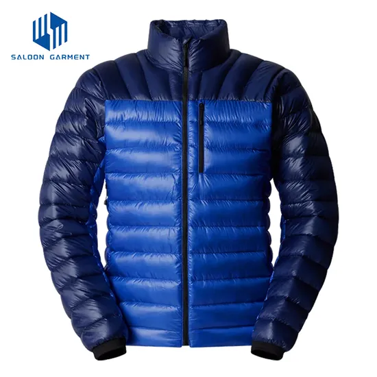 High Quality Waterproof 100% Polyester Full Zip up Men Winter Puffer Jackets