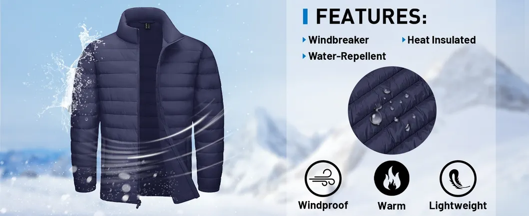 High Quality Men's Winter Padding Coat Water Resistant Quilted Jacket