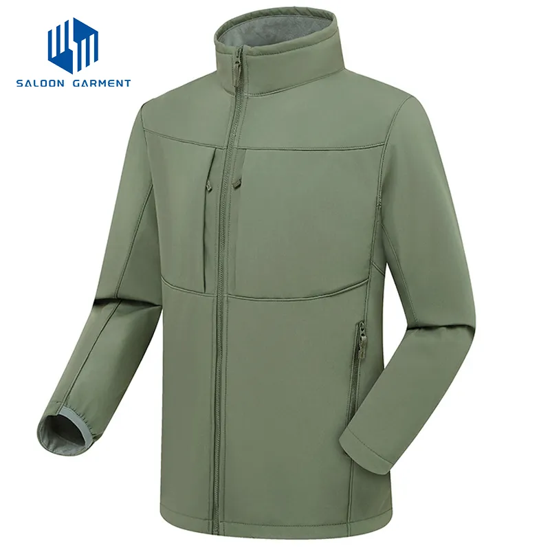 Men's Winter Warm Fleece Lined Windbreaker Zipper Closure Print Pattern Outdoor Wear Without Hood Softshell Jacket