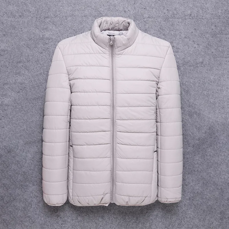 Autumn Winter Men Clothing Solid Color Outerwear Stand Collar Coat Warm Quilted Jacket