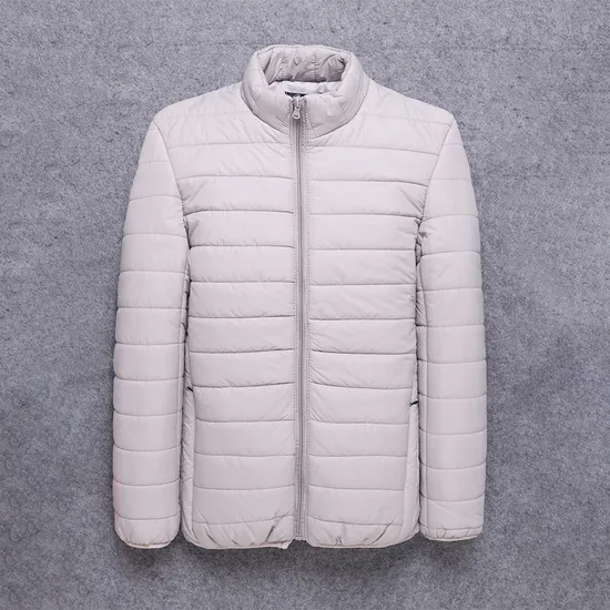 Autumn Winter Men Clothing Solid Color Outerwear Stand Collar Coat Warm Quilted Jacket