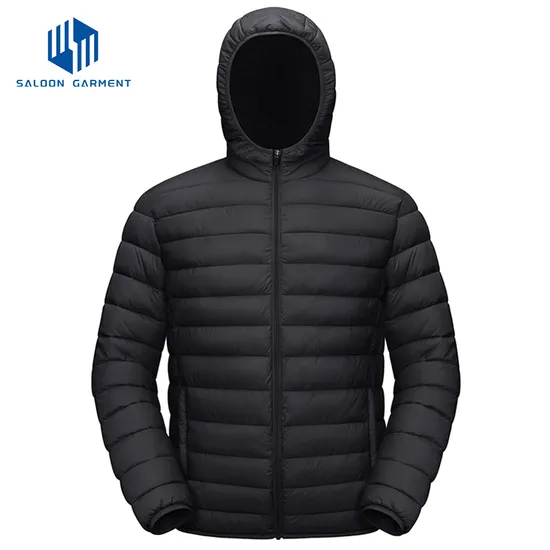 Custom New Fashion 100% Nylon Thickened Waterproof Windproof Solid Colour Hooded Men's Winter Outdoor Jacket