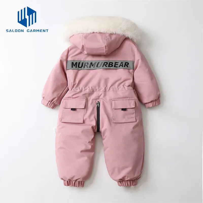 Children's Winter Thick Ski Jumpsuit Classic Minimalist Style Kids Romper Pants Unisex 100% Polyester Ski Jumprls Suit