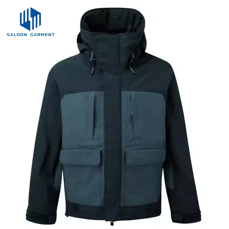 Men's Rain Jacket Outdoor Waterproof Fly Fishing Wading 3 Layer Fabric Jacket