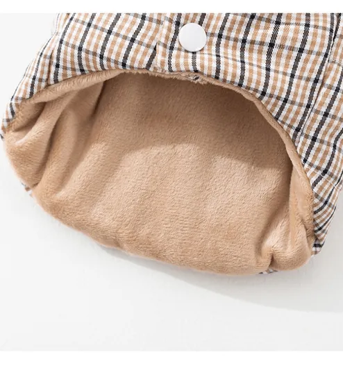 Autumn and Winter Plaid Warm Cotton Jacket for Pet Dogs