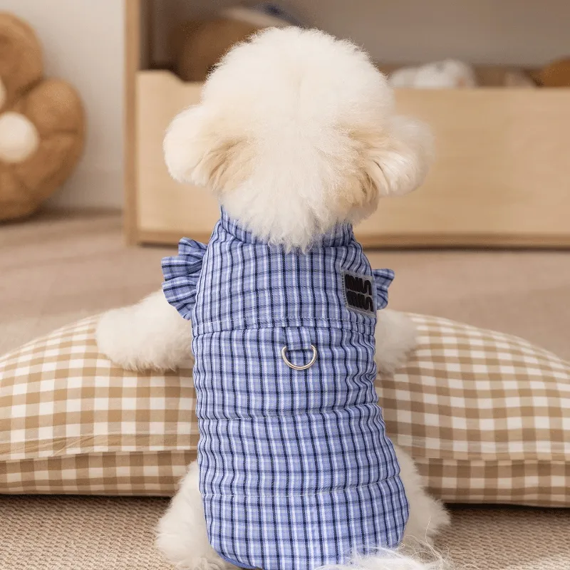 Autumn and Winter Plaid Warm Cotton Jacket for Pet Dogs