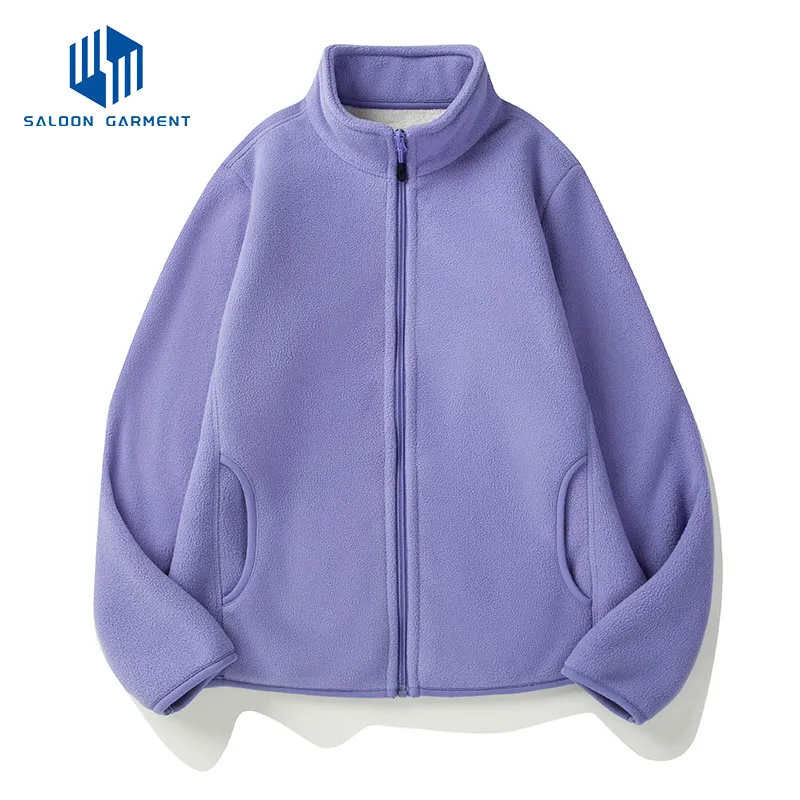 Wholesale 100% Polar Fleece Men's Jacket Zip up Solid Color Long Sleeve Men's Polar Fleece Jacket