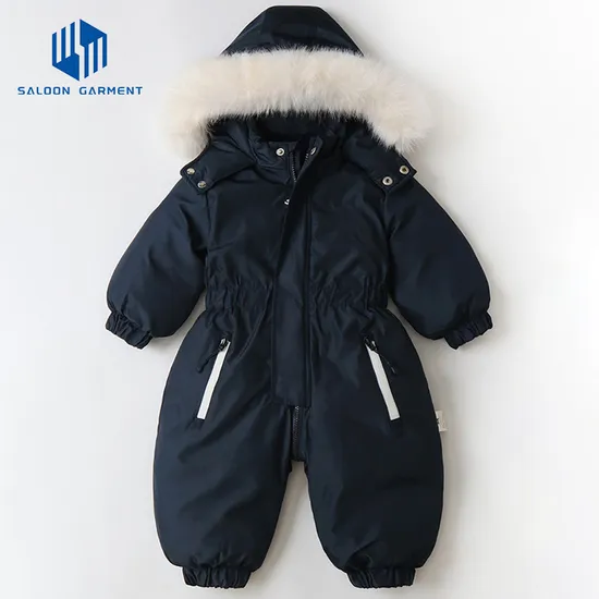 OEM Wholesale Winter Clothes Romper Snowsuit Snow Wear Coats Baby Girls Boys Warm Cotton Hooded Jumpsuit
