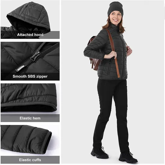 Women's Fashion Outdoor Winter Warm Softshell Outerwear Packable Lightweight Puffer Down Jacket