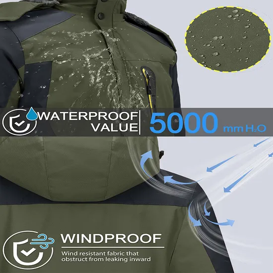 Men's Waterproof Winter Warm Snow Coat Windproof Mountain Hooded Snowboarding Ski Jacket