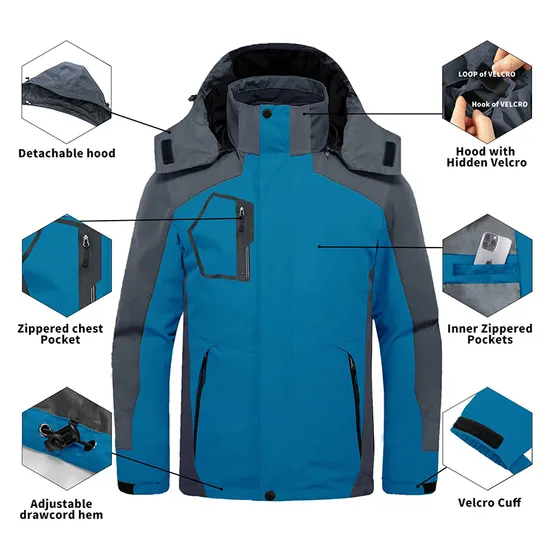 Men's Waterproof Windproof Winter Snow Coat Snowboarding Warm Raincoat 3-in-1 Ski Jacket