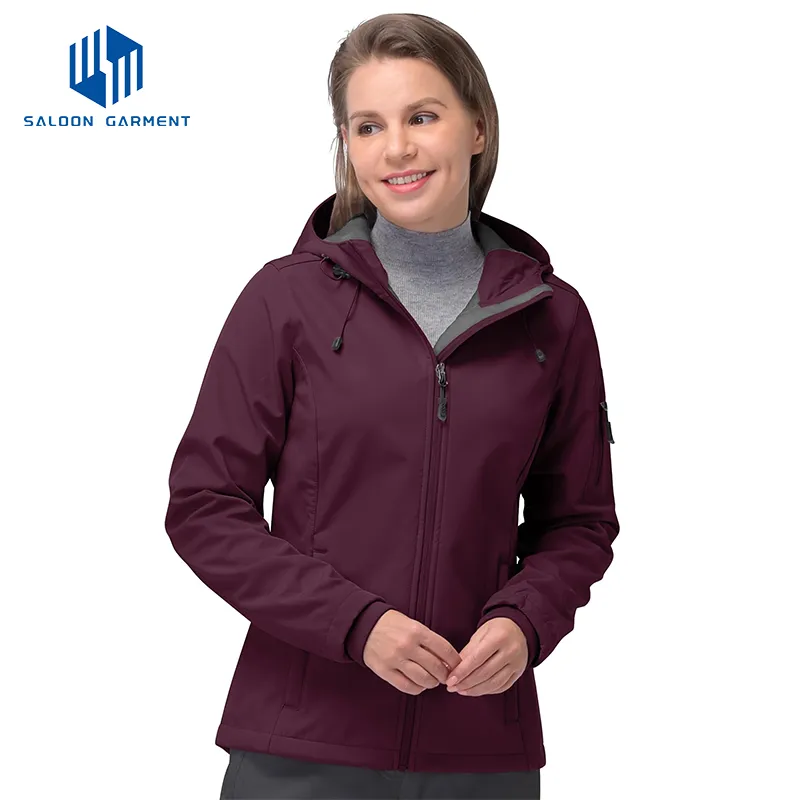 Wholesale Custom Embroidery Logo Waterproof Polyester Coats Windbreaker Softshell Jacket for Women
