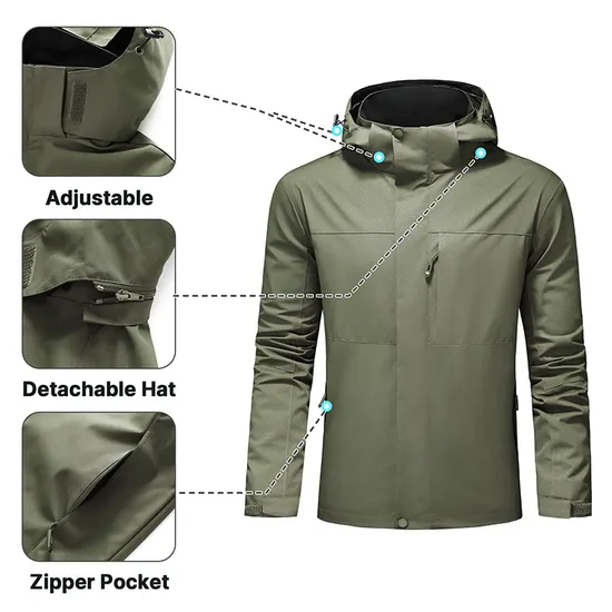 Men's Windbreaker Lightweight Waterproof Raincoat Rain Jacket for Outdoor Hiking