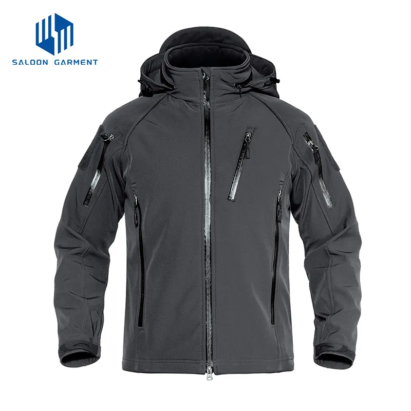 Men's Outdoor Lightweight Breathable Waterproof Hooded Tactical Softshell Jacket