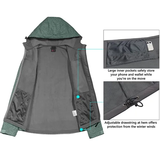 Women's Fleece Lined Windbreaker Waterproof Tactical Softshell Jacket for Running Golf Hiking